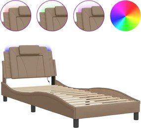 vidaXL cappuccino színű ágykeret Viana LED-ekkel matrac nélkül 80 x 200 cm
