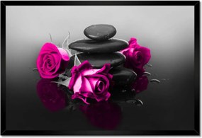 Poszter keretben 60x40 Rózsaszín rózsa Spa Wellness