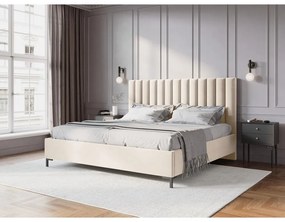 Bézs kárpitozott ágyneműtartós franciaágy ágyráccsal 180x200 cm Casey – Mazzini Beds