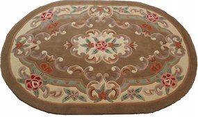 Aubusson gyapjú szőnyeg 120x180 barna ovális