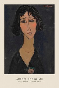 Festmény reprodukció Jeune femme a la rose, Margherita (Portrait of a Beautiful Girl) - Amedeo Modigliani, (26.7 x 40 cm)