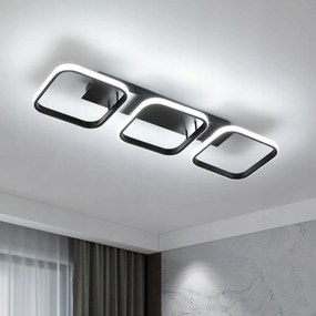 Modern Led Mennyezeti Lámpa, Négyzet Alakú, Fekete, 78cm, 45W, 6500K, Nappaliba