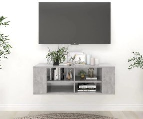 betonszürke szerelt fa falra szerelhető TV-szekrény 102x35x35cm