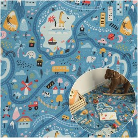Gyerekszőnyeg Nagy Kék Szőnyeg Utcák Város Filc 400x200cm