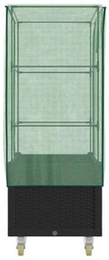 Rattan megjelenésű magaságyás borítással/kerékkel 80x50x182 cm