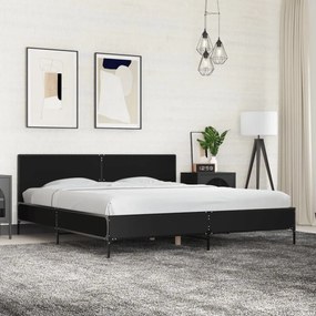 fekete szerelt fa és fém ágykeret 180 x 200 cm