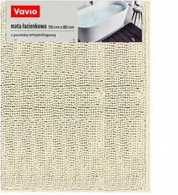 Fürdőszobaszőnyeg csúszásgátló bevonattal 50x80cm, krémszínű 1300 Gsm