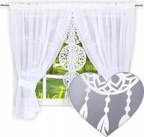 Függöny Fehér Dekoratív Áttört Álomfogó Panel Fátyol 400x150 Kész Szett