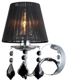 ITALUX MBM-2572-1-BK CORNELIA Kristály Fali Lámpa Króm, Fekete E14 IP20