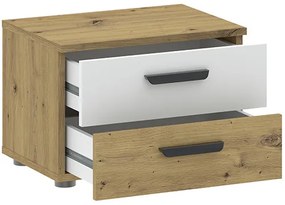 BASIC TWO Éjjeliszekrény Tölgy/Fehér Színben