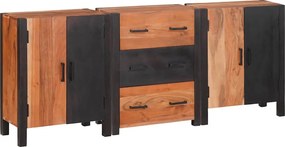 vidaXL Széf fiókkal 3 pcs Barna 55 x 30 x 75 cm Tömör Akácfa