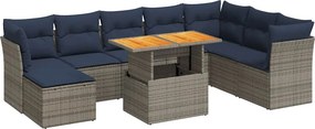 vidaXL 6 részes szürke polyrattan kerti ülőgarnitúra párnákkal