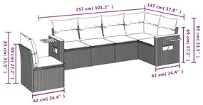 6 részes szürke polyrattan kerti ülőgarnitúra párnákkal