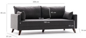 3 személyes kanapé Bella Sofa For 3 Pr - Antracit