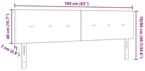 LED Fejvédő Gombos Ráncolt Sötétszürke 80 cm Bársony