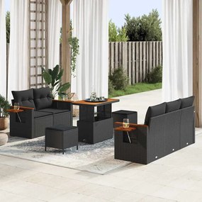 Kerti Kanapé Szett párnával 8 pcs Fekete 90 x 55 x 71 cm