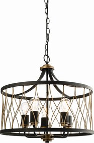 Endon vintage csillár heston barna matt fekete end61498
