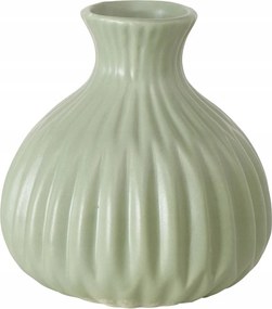 Kerámia Virág Váza Bordázott Zöld Kerámia Váza