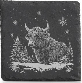 Karácsonyi kő alátét bögre alá x4 Karácsonyi tehén a hóban