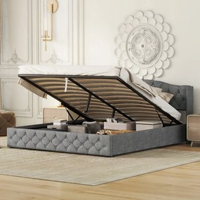 Kárpitozott ágy Franciaágy 180x200 hidraulikus szürke