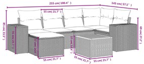 7 részes fekete polyrattan kerti ülőgarnitúra párnával