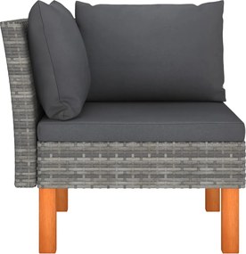 vidaXL polyrattan és tömör eukaliptuszfa sarokkanapé