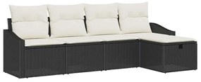 Kerti Kanapé Szett 5 pcs Fekete 233 x 117 x 85 cm Poli rattan