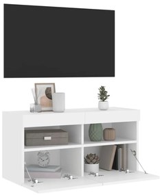 fehér falra szerelhető TV-szekrény LED-lámpákkal 80x30x40 cm