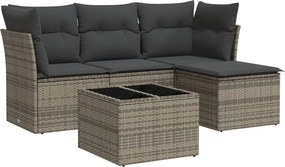 vidaXL 5 részes szürke polyrattan kerti ülőgarnitúra párnákkal