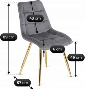 Krzesło CARO Szare Welurowe
