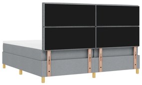 Boxspring Ágy Matraccal és LED Fénnyel Világosszürke 200x200 cm Szövet