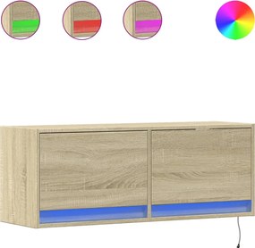 vidaXL sonoma tölgy színű fali TV-szekrény LED-ekkel 100x31x35 cm