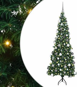 vidaXL Sarok Műkarácsonyfa 300 LED-del Zöld 180 cm PVC és fém