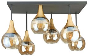 Felületre szerelhető csillár  SOMA 6xE27/60W/230V fekete/arany/füstös bézs