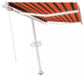narancssárga és barna kézzel kihúzható napellenző 300 x 250 cm