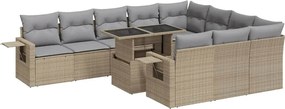 vidaXL 11 részes bézs polyrattan kerti ülőgarnitúra párnákkal