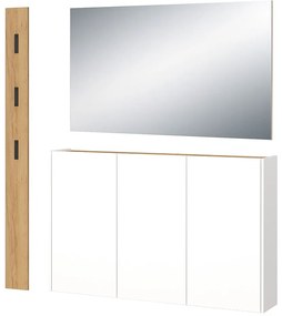 Fehér-natúr színű előszoba bútor tölgyfa dekorral Libbiano – Germania