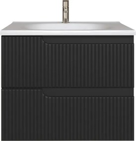 Piramida EURIDIKA fali fürdőszobabútor - műmárvány mosdóval -2 fiókos - PINO FEKETE - 65 x 48 x 53 cm