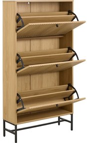 Natúr színű billenő ajtós cipőtartó tölgyfa dekorral 72x140x25 cm Albany – Actona