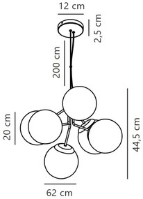 Nordlux - Csillár zsinóron IVONA 6xE27/28W/230V fekete