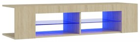 sonoma tölgy színű TV-szekrény LED-lámpákkal 135 x 39 x 30 cm