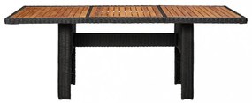 fekete polyrattan kerti étkezőasztal 200 x 100 x 74 cm