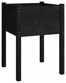 2 db fekete tömör fenyőfa kerti virágtartó 50 x 50 x 70 cm