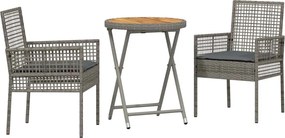 vidaXL Kert Bistro Készlet 3 pcs Szürke polirattan