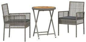 vidaXL Kert Bistro Készlet 3 pcs Szürke polirattan