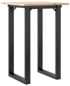 tömör fenyőfa és acél étkezőasztal O-vázzal 50x50x75 cm