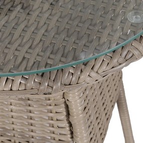 3 darabos barna polyrattan bisztrószett szék- és hátpárnákkal
