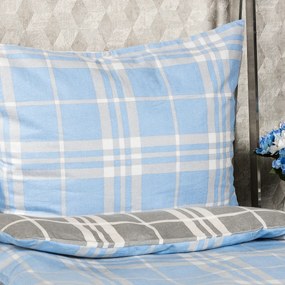 4Home Kék kocka flanel ágynemű, 160 x 200 cm, 70 x 80 cm