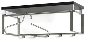 Fekete-ezüstszínű fém fali fogas polccal 70 cm Rex – Spinder Design