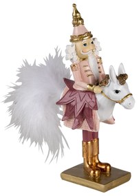 Rózsaszín Diótörő figura fehér lovon 21 cm